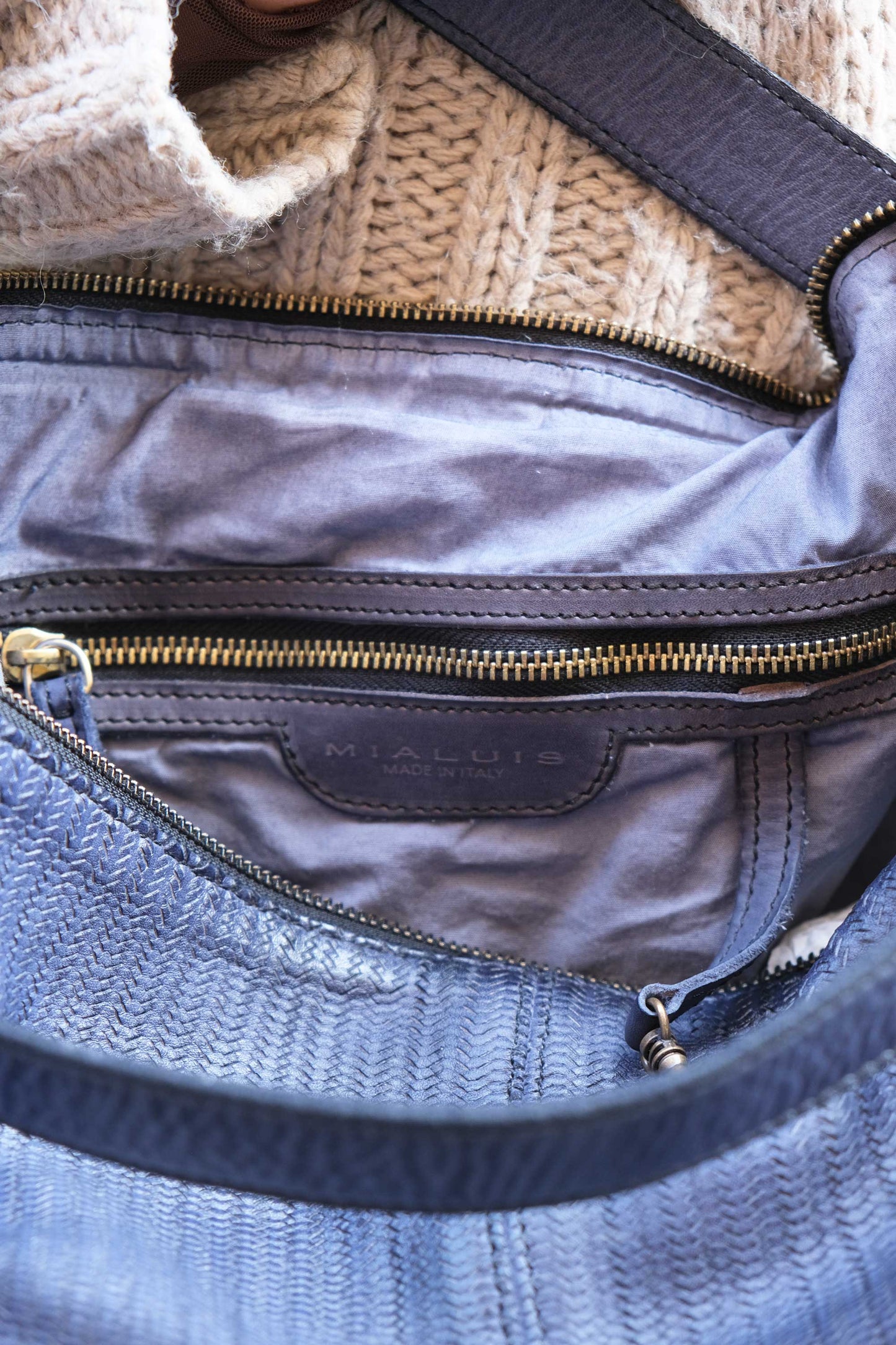 Carola bag in cobalt turner leather - Made in Italy -