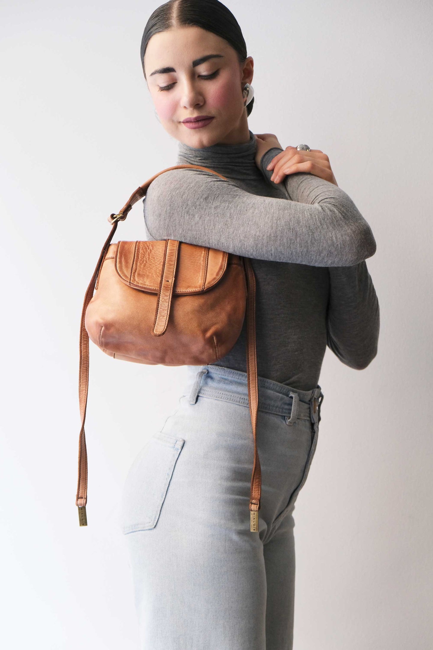 Do mini saddle bag in cognac turner calf soft leather - Made in Italy-