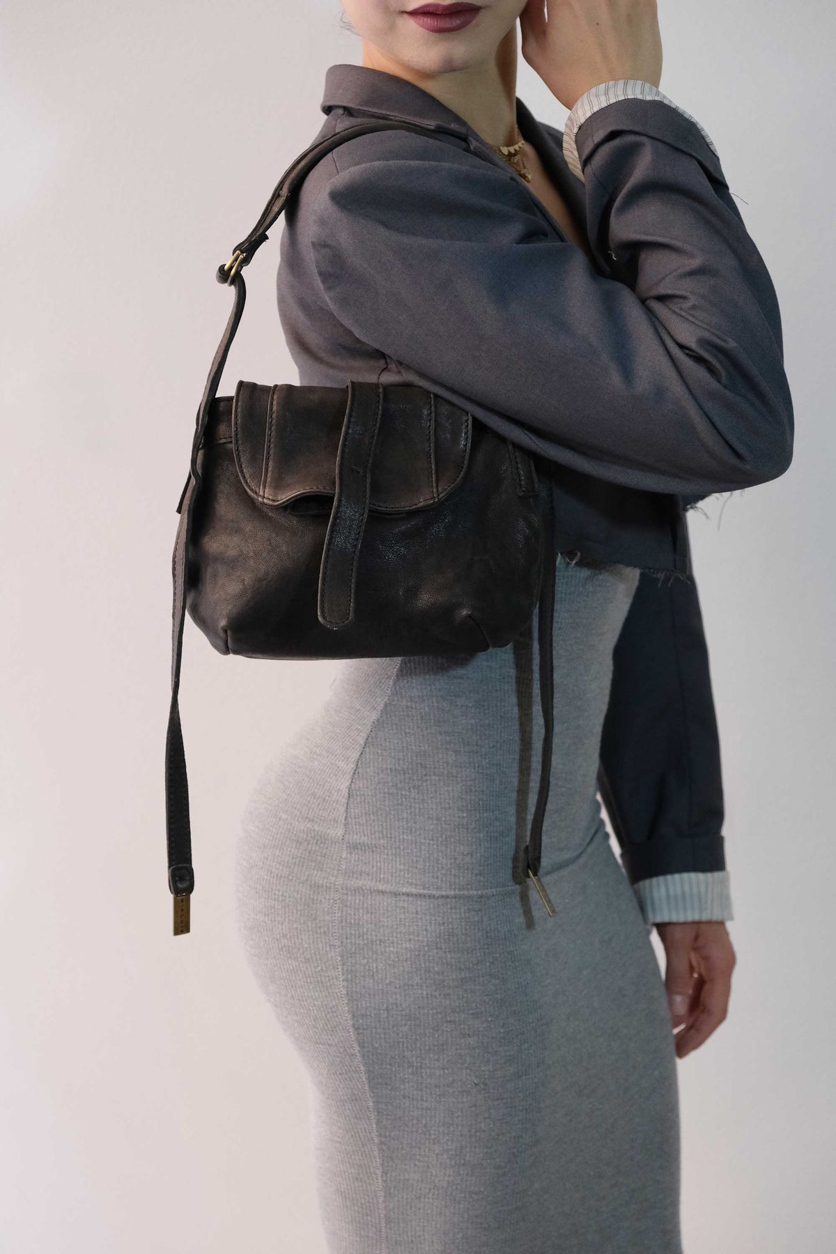 Do mini saddle bag in brown soft washed nappa - Made in Italy -