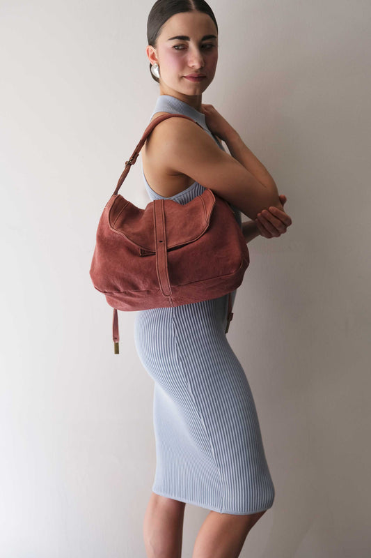 Do saddle bag mauve in soft natural nappa - Made in Italy -