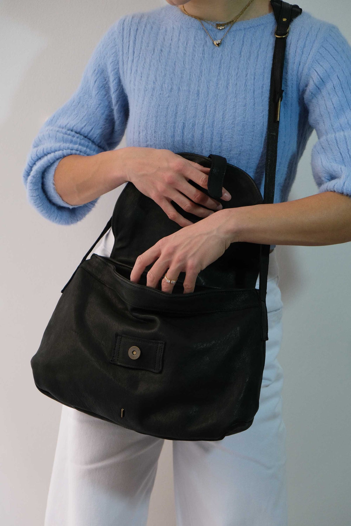 Do saddle bag in black soft washed nappa - Made in Italy -
