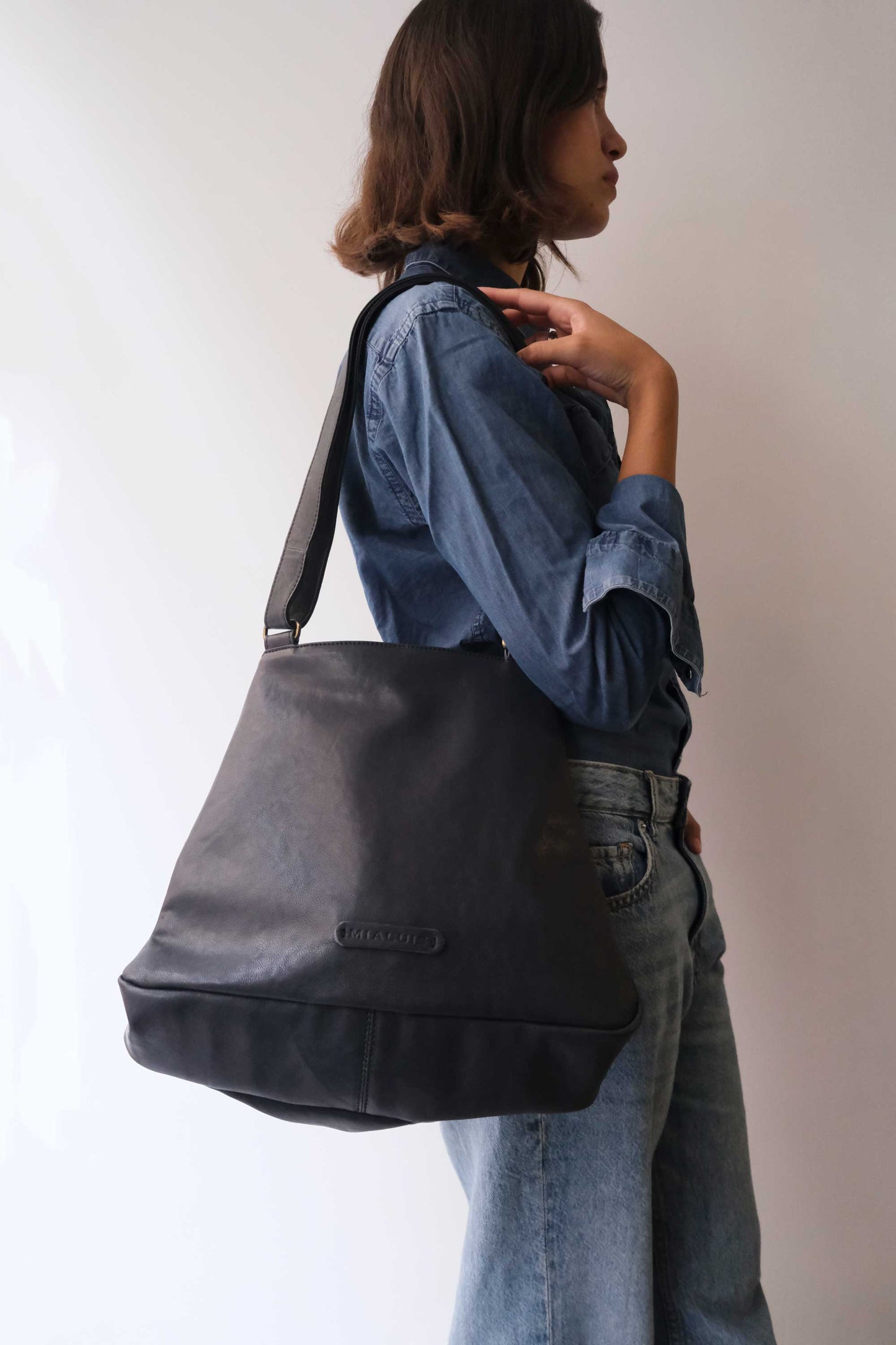 Gabri tote bag in soft nappa navy - Made in Italy -