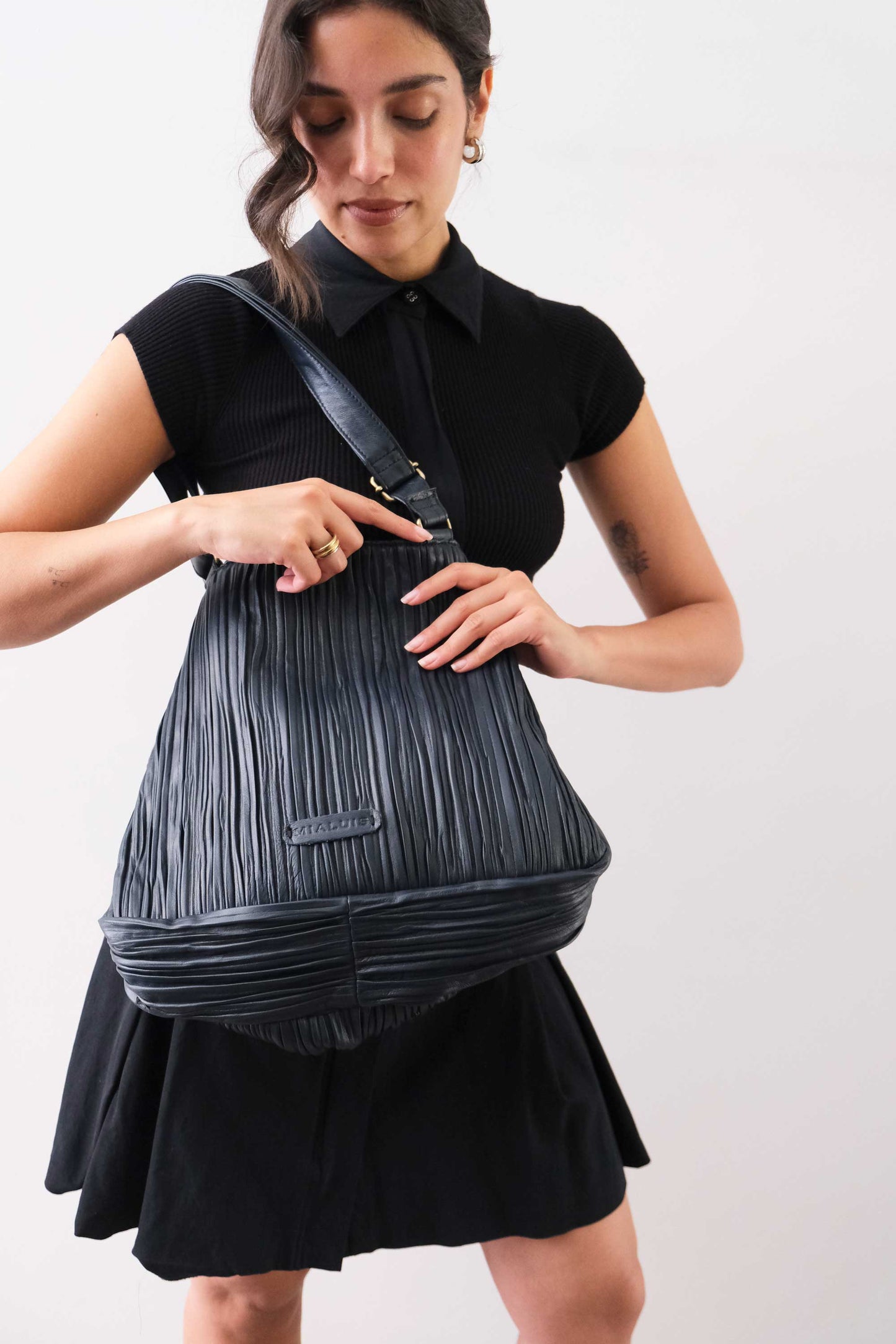 PRE ORDER discount 15%-Gabri tote bag in pleated navy colour nappa leather - use code PREORDER15 - ESTIMATED DELIVERY SEPTEMBER 15- Made in Italy -