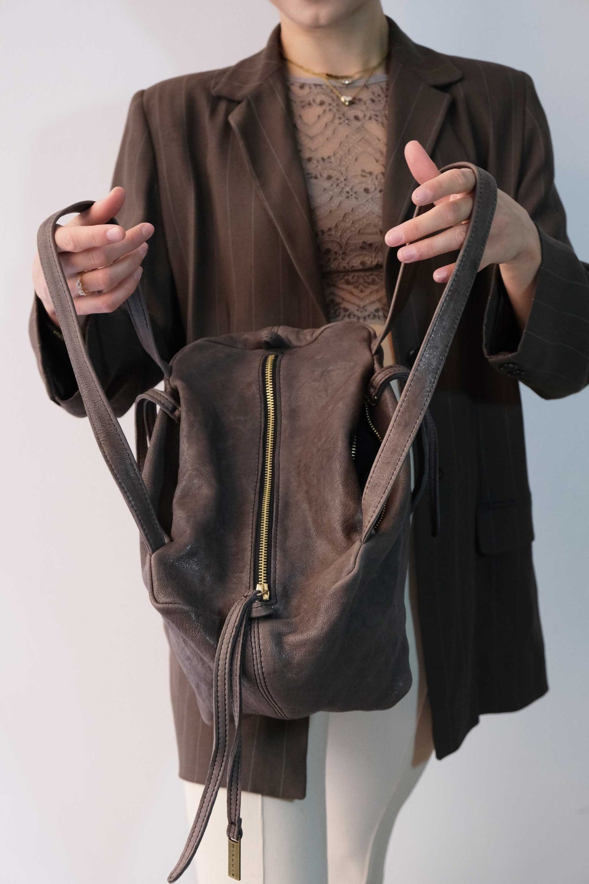 Maribè in tobacco washed nappa leather  - Made in Italy -