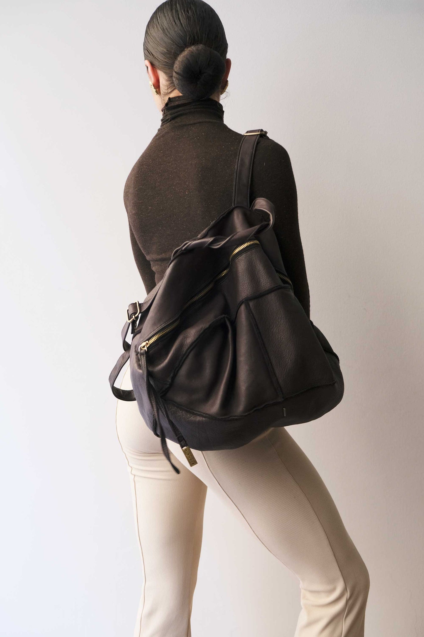 Reneri backpack brown garment-dyed leather - Made in Italy -