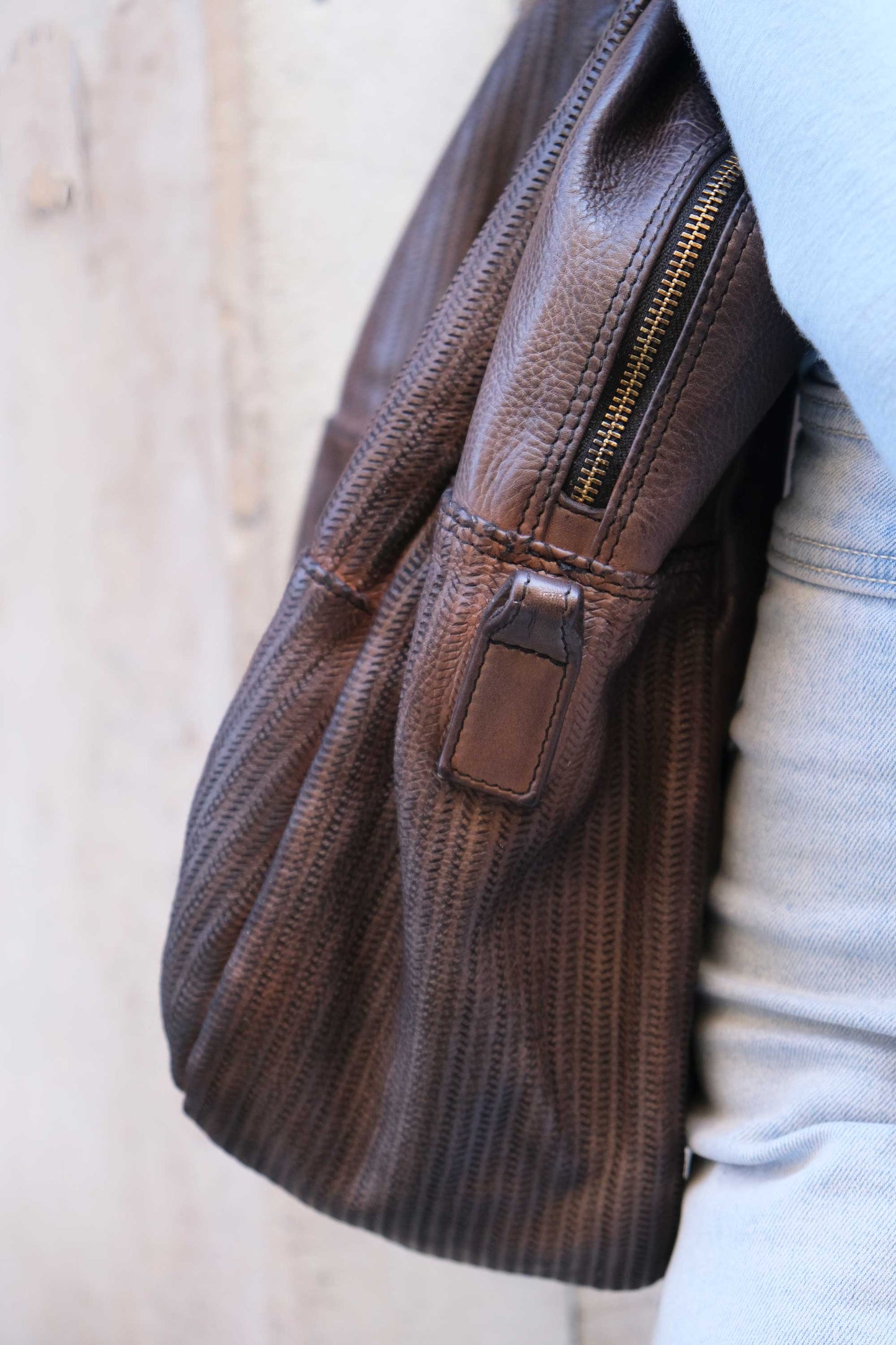 Riri tote bag in caffè turner calf soft leather - Made in Italy -