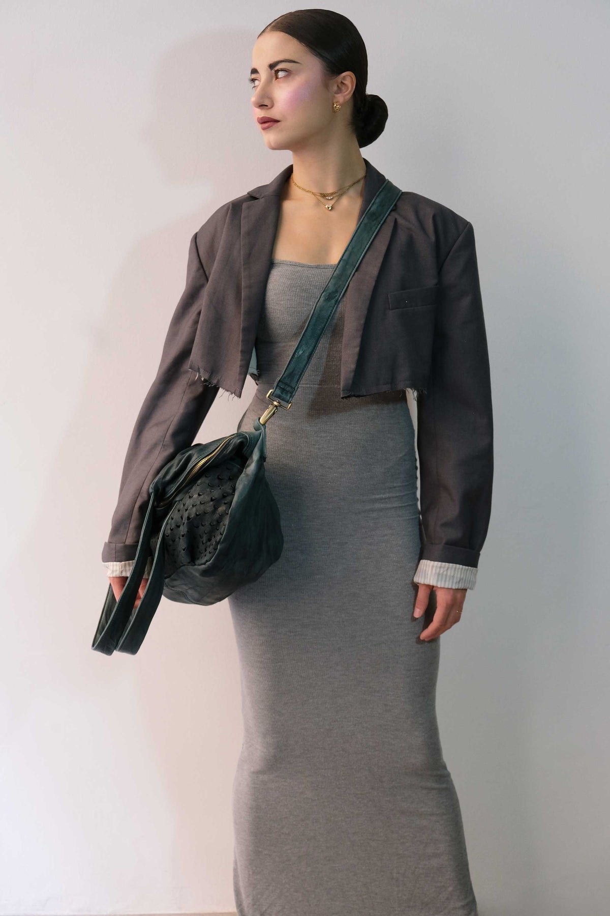 Riri tote bag in teal perforated nappa - Made in Italy -