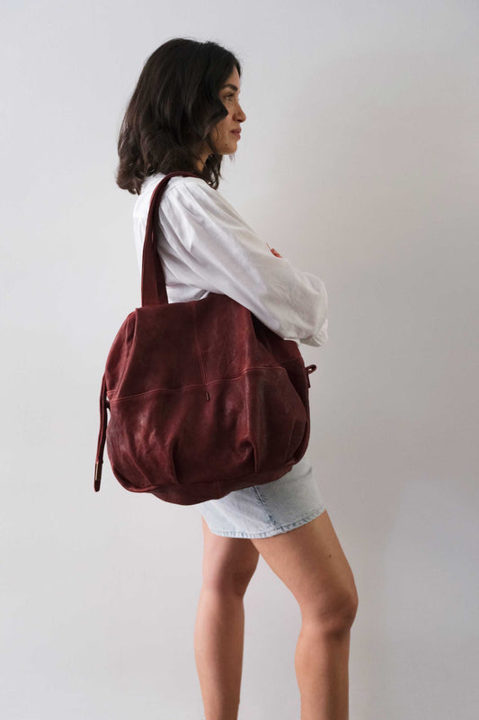 Riri tote bag in habanero washed nappa - Made in Italy -