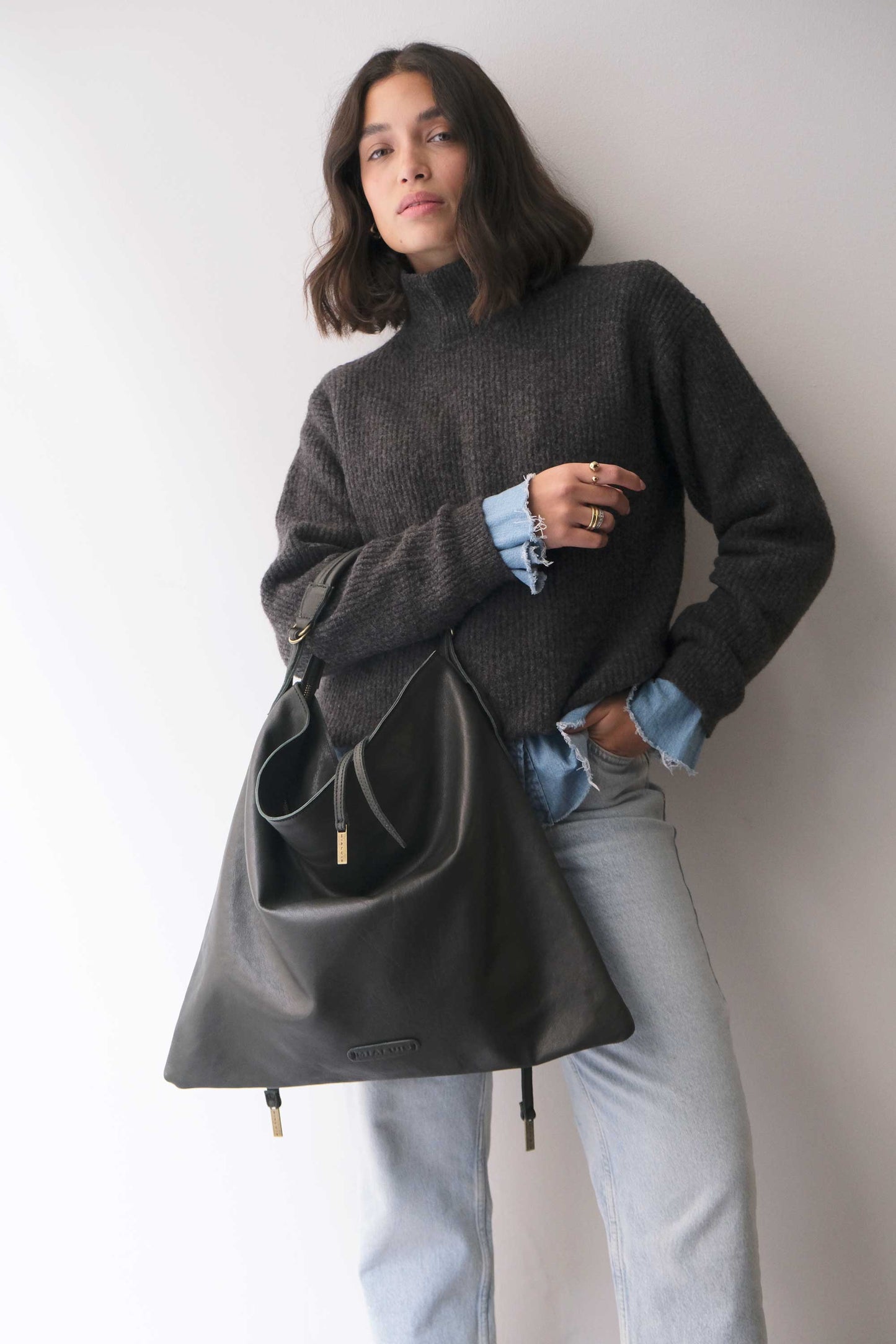 Valentina hobo bag in vegetable nappa forest green- Made in Italy -