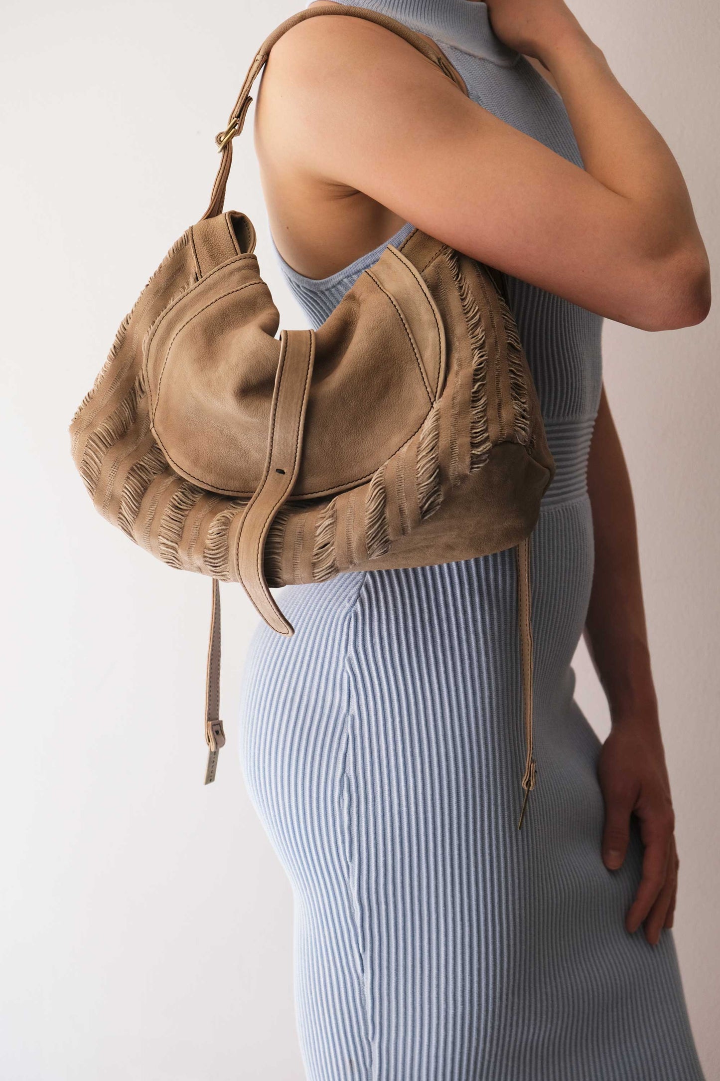 Do saddle bag shark in soft nappa fringe - Made in Italy -