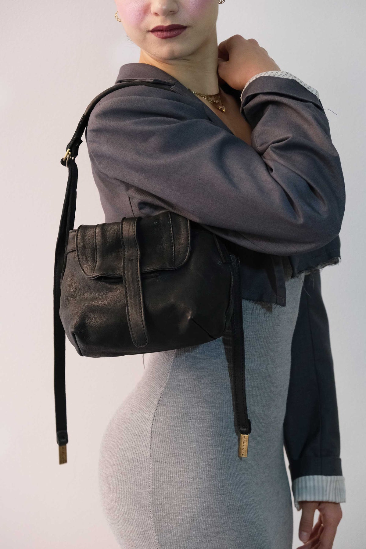 Do mini saddle bag in black soft washed nappa - Made in Italy -