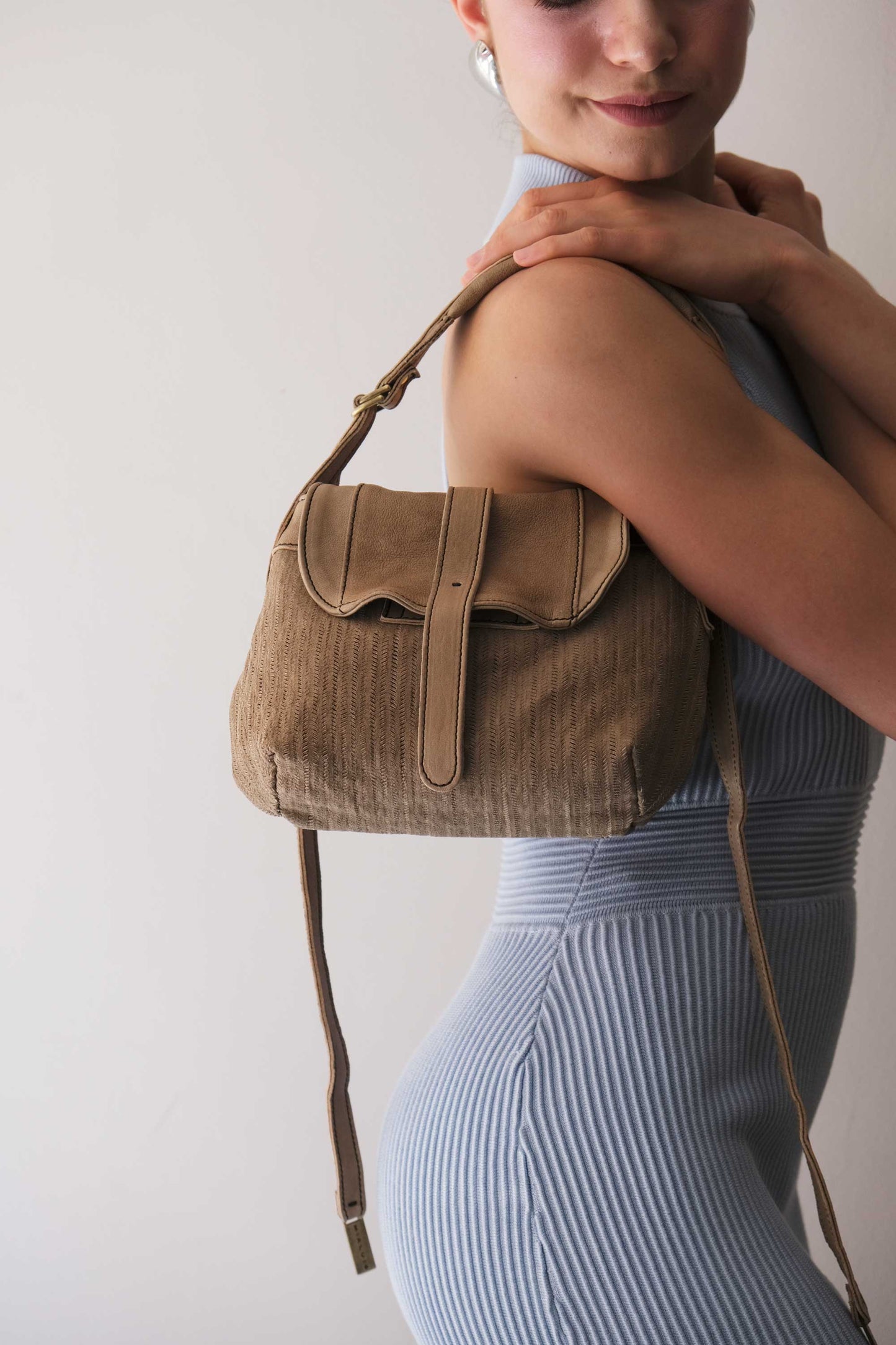 Do mini saddle bag in shark perforated saetta nappa - Made in Italy-
