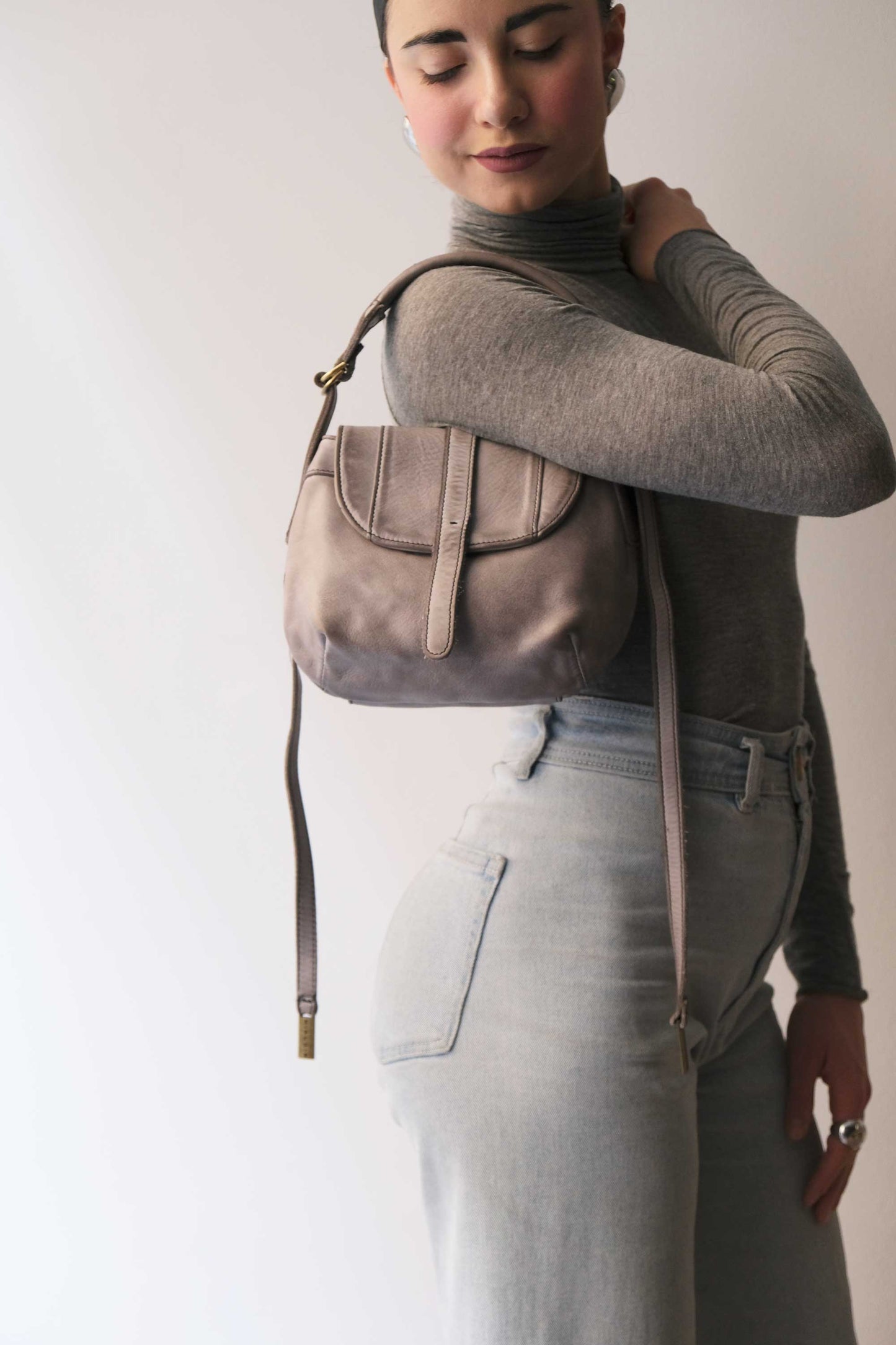 Do mini saddle bag in ash turner calf soft leather - Made in Italy-