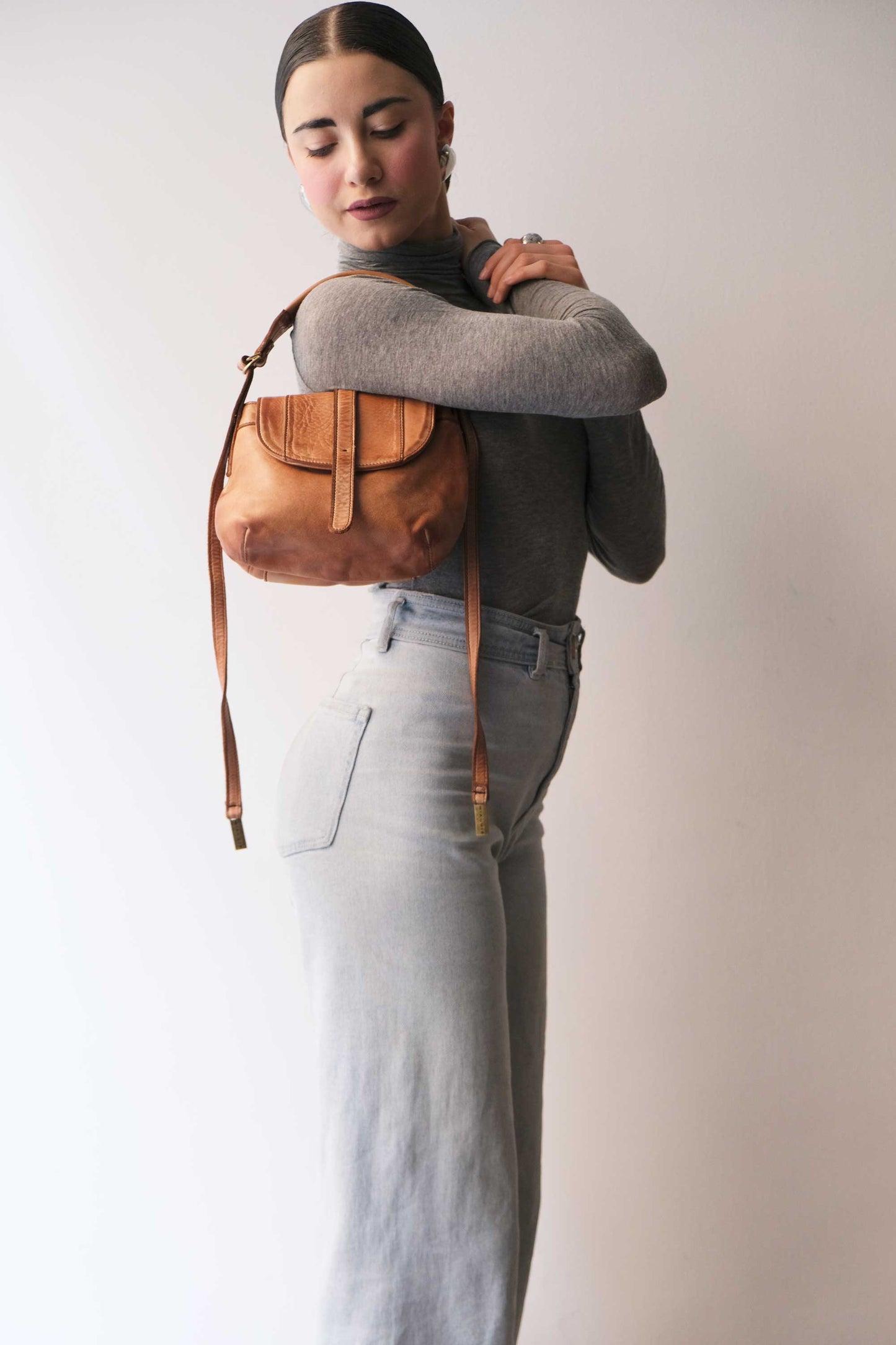 Do mini saddle bag in cognac turner calf soft leather - Made in Italy-