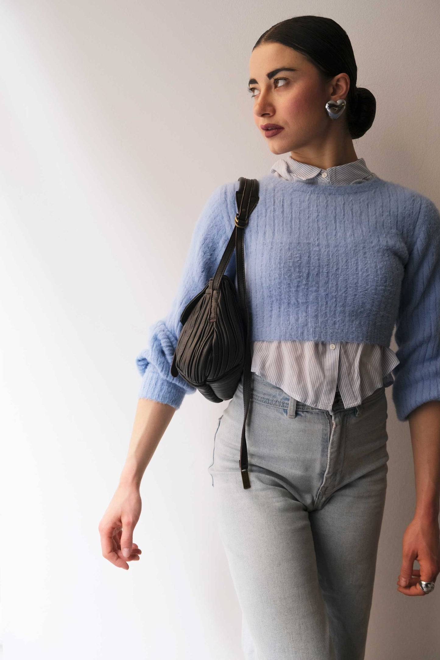 PRE ORDER discount 15%-Do mini saddle bag in pleated brown colour nappa leather - use code PREORDER15 - DELIVERY IS ESTIMATED WITHIN APPROXIMATELY 30 DAYS FROM THE ORDER DATE- Made in Italy --