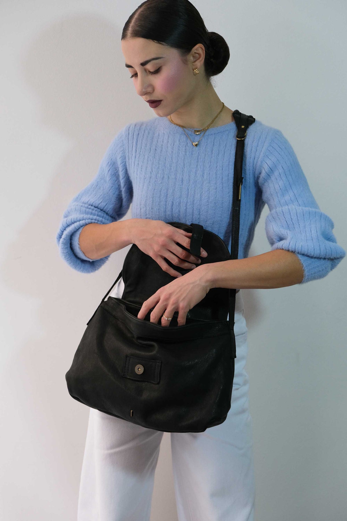 Do saddle bag in black soft washed nappa - Made in Italy -