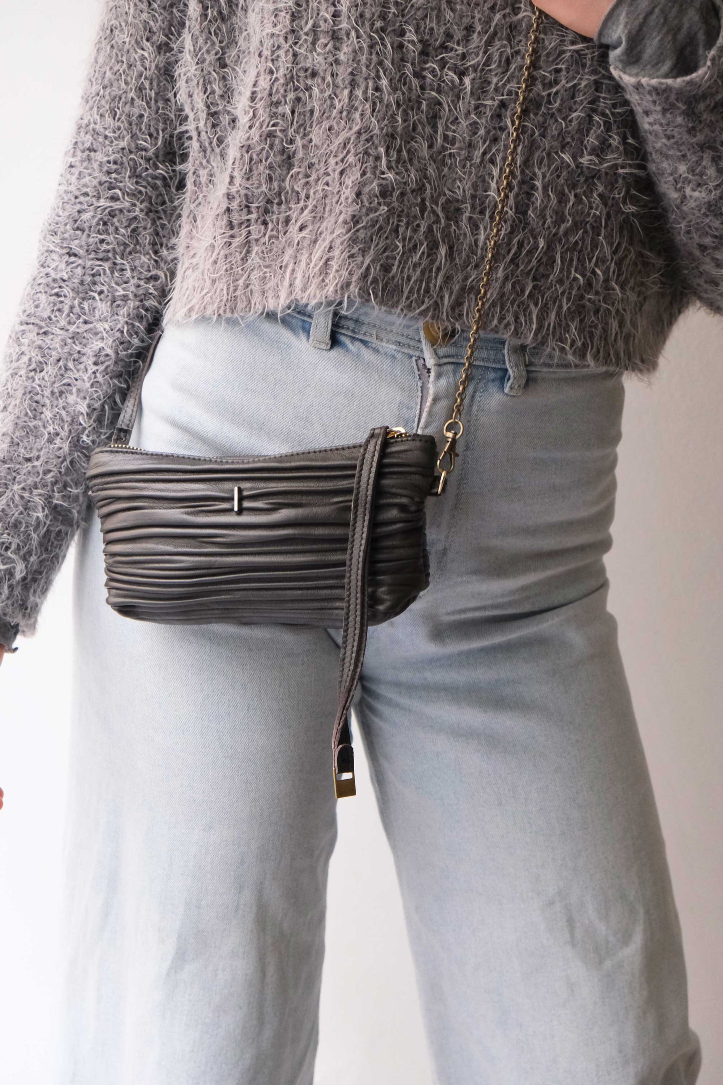 Dream Ti in brown pleated leather - Made in Italy -