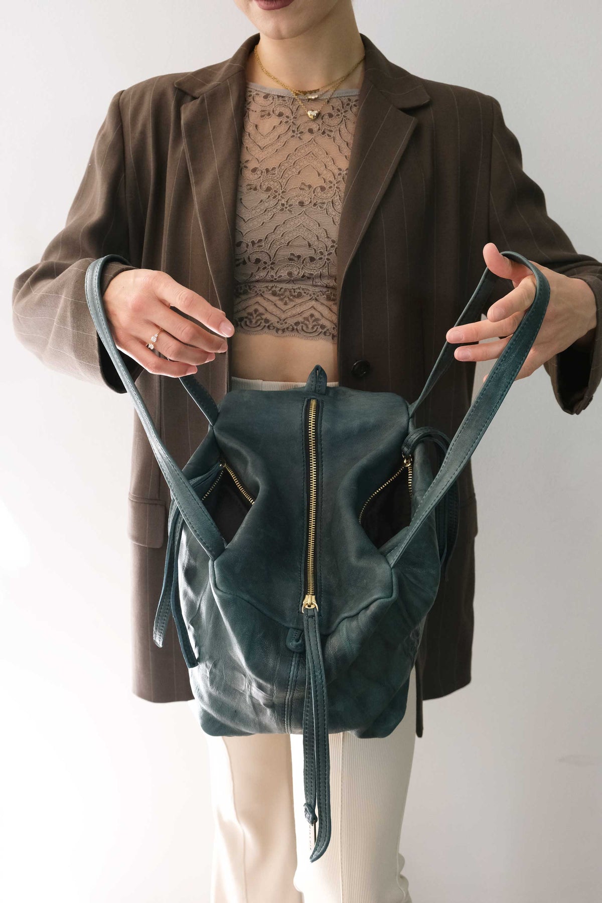 Maribè in teal lomè nappa leather – Made in Italy