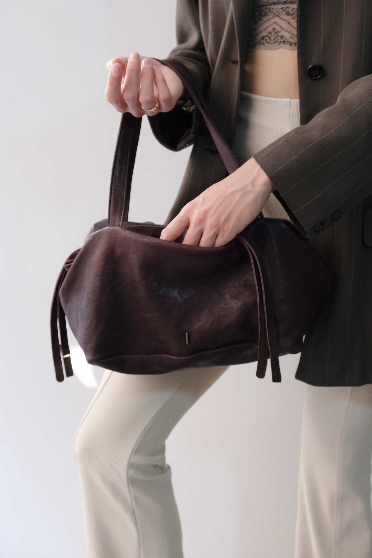 Maribè in plum washed nappa leather  - Made in Italy -
