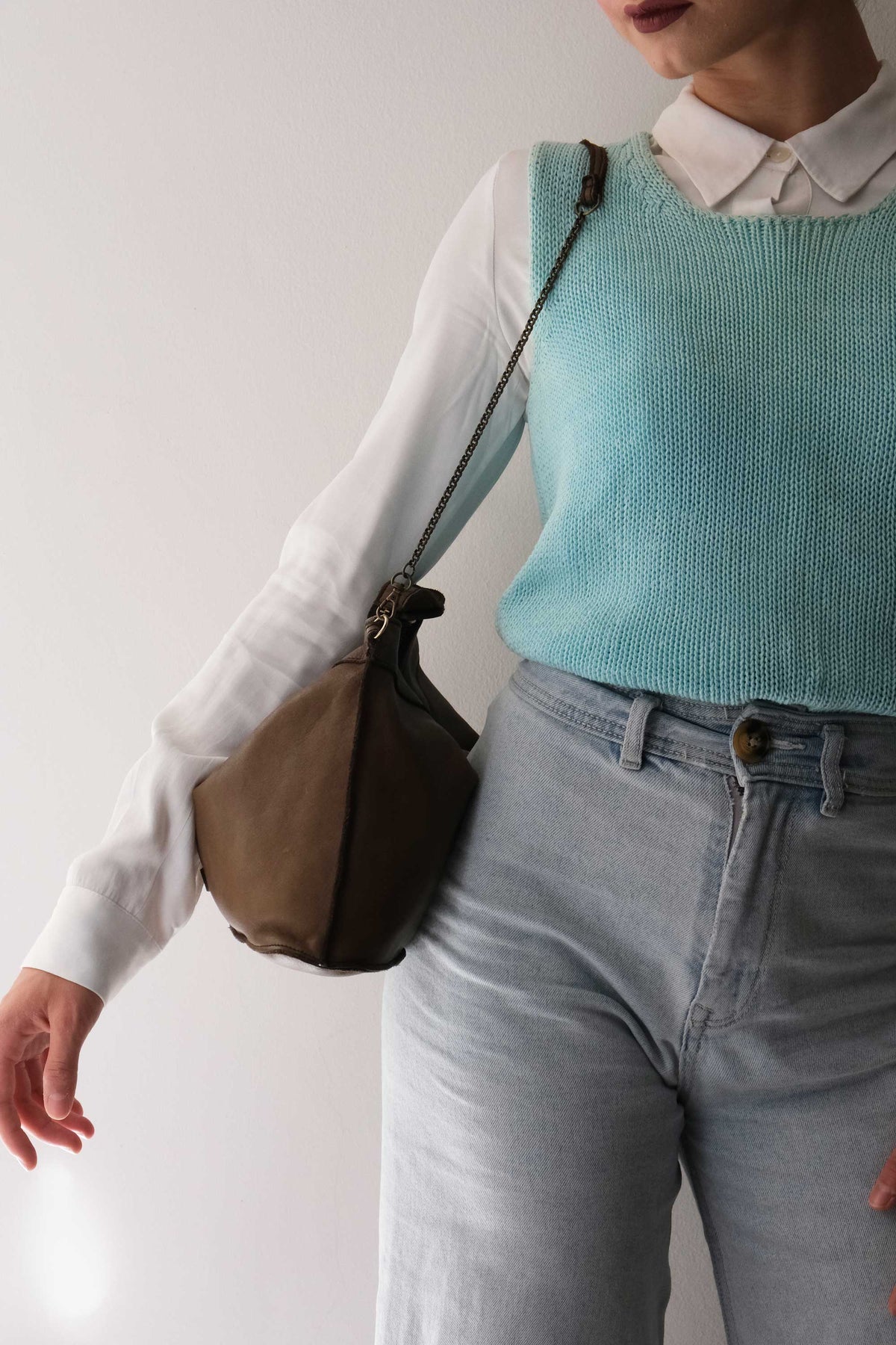 Rechi media hobo bag moss green garment-dyed leather - Made in Italy -