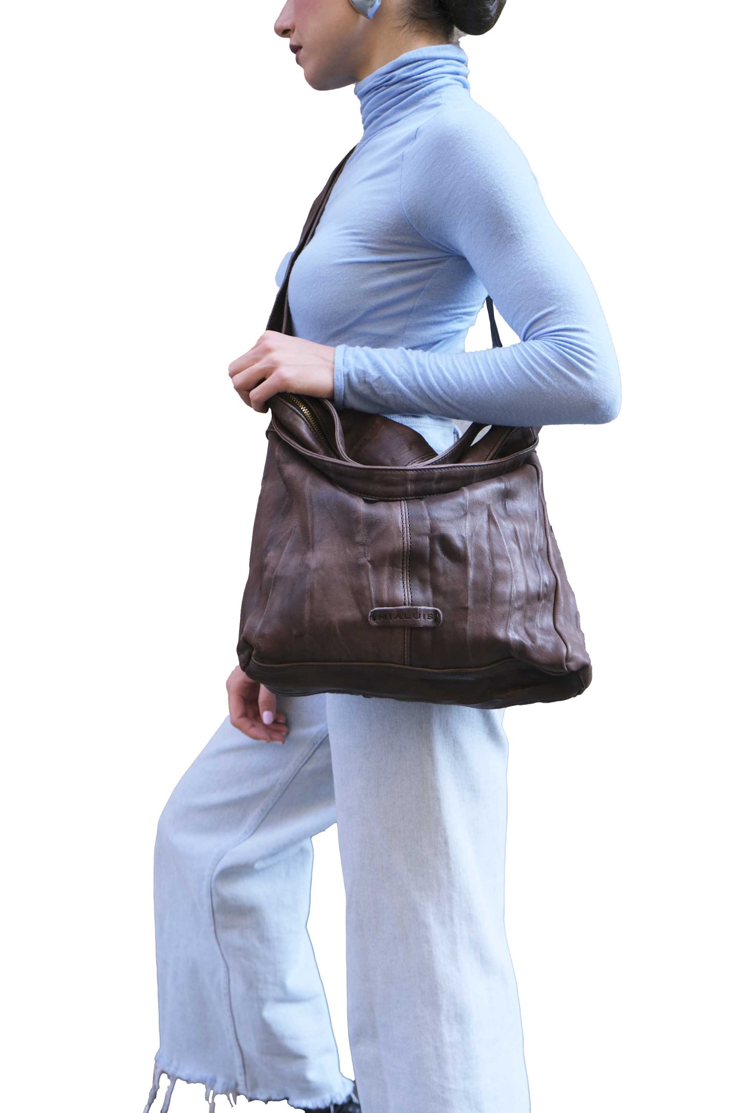 LAUNCH PRICE €298 UNTIL OCTOBER 30 - Valy tote bag in soft nappa lomé brown - Made in Italy -