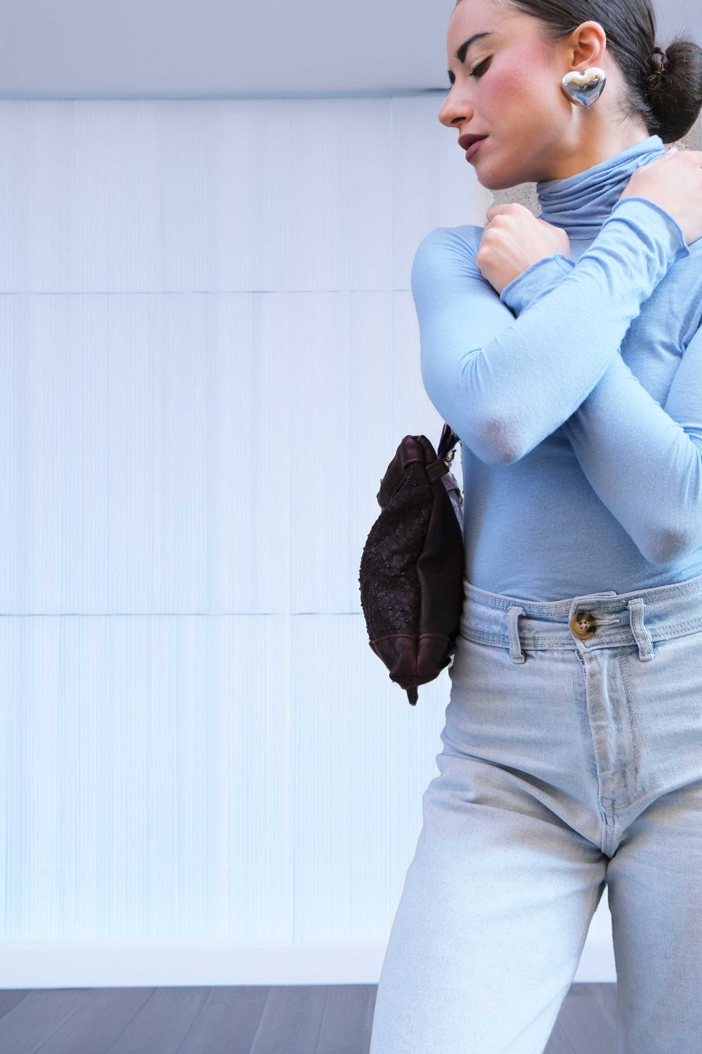 Zoe in plum perforated nappa leather - Made in Italy -