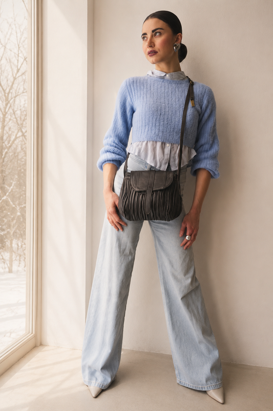 PRE ORDER discount 15%- Do mini saddle bag in pleated brown colour nappa leather - use code PREORDER15 - DELIVERY IS ESTIMATED WITHIN APPROXIMATELY 30 DAYS FROM THE ORDER DATE- Made in Italy -