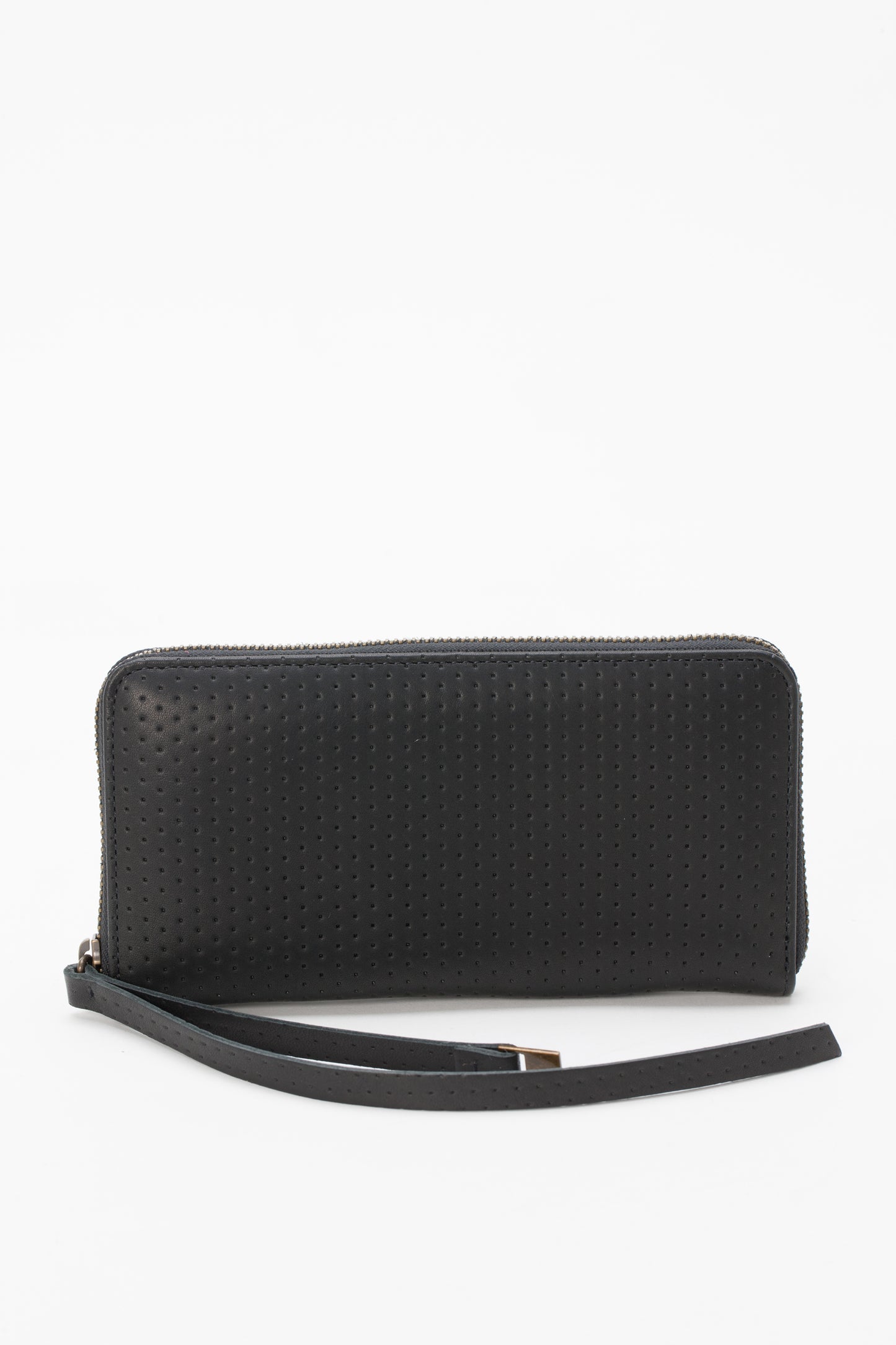 Zip around wallet drilled leather