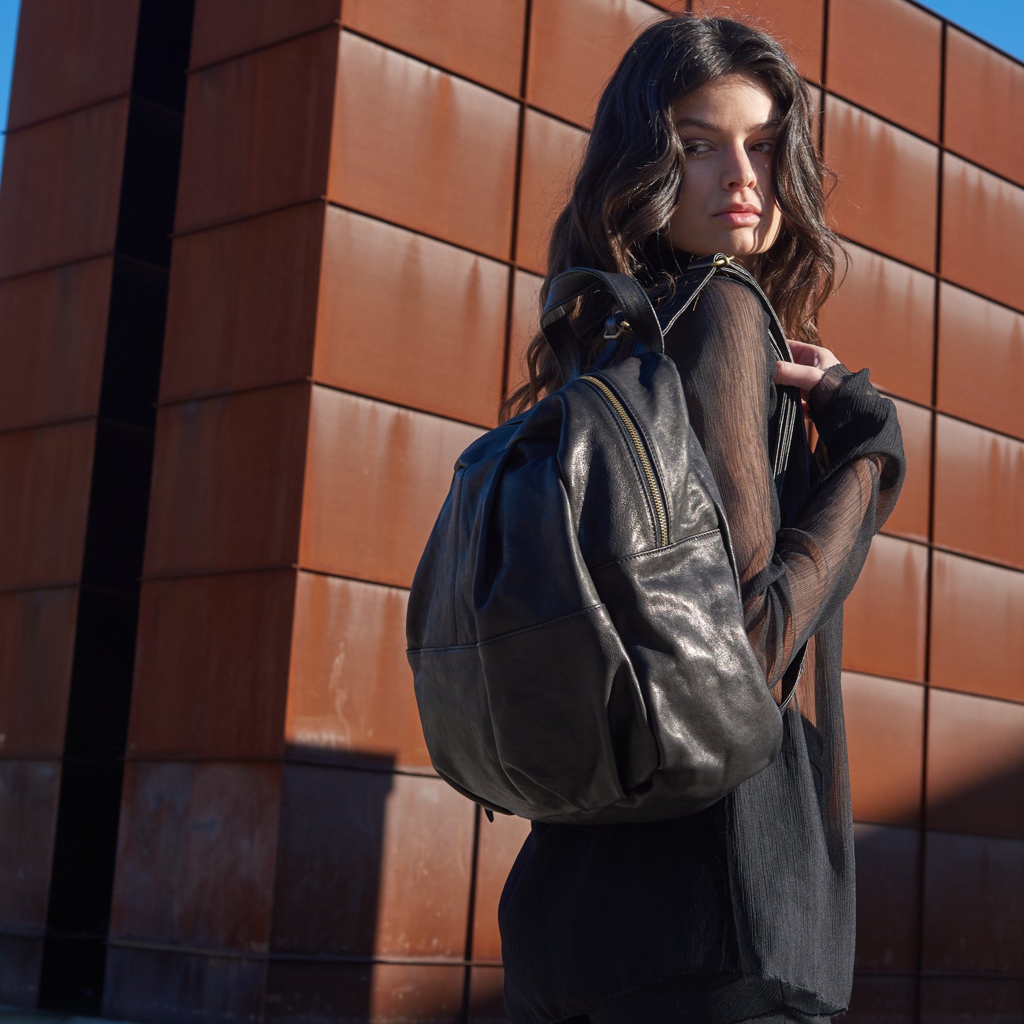Nerina backpack in black nappa leather