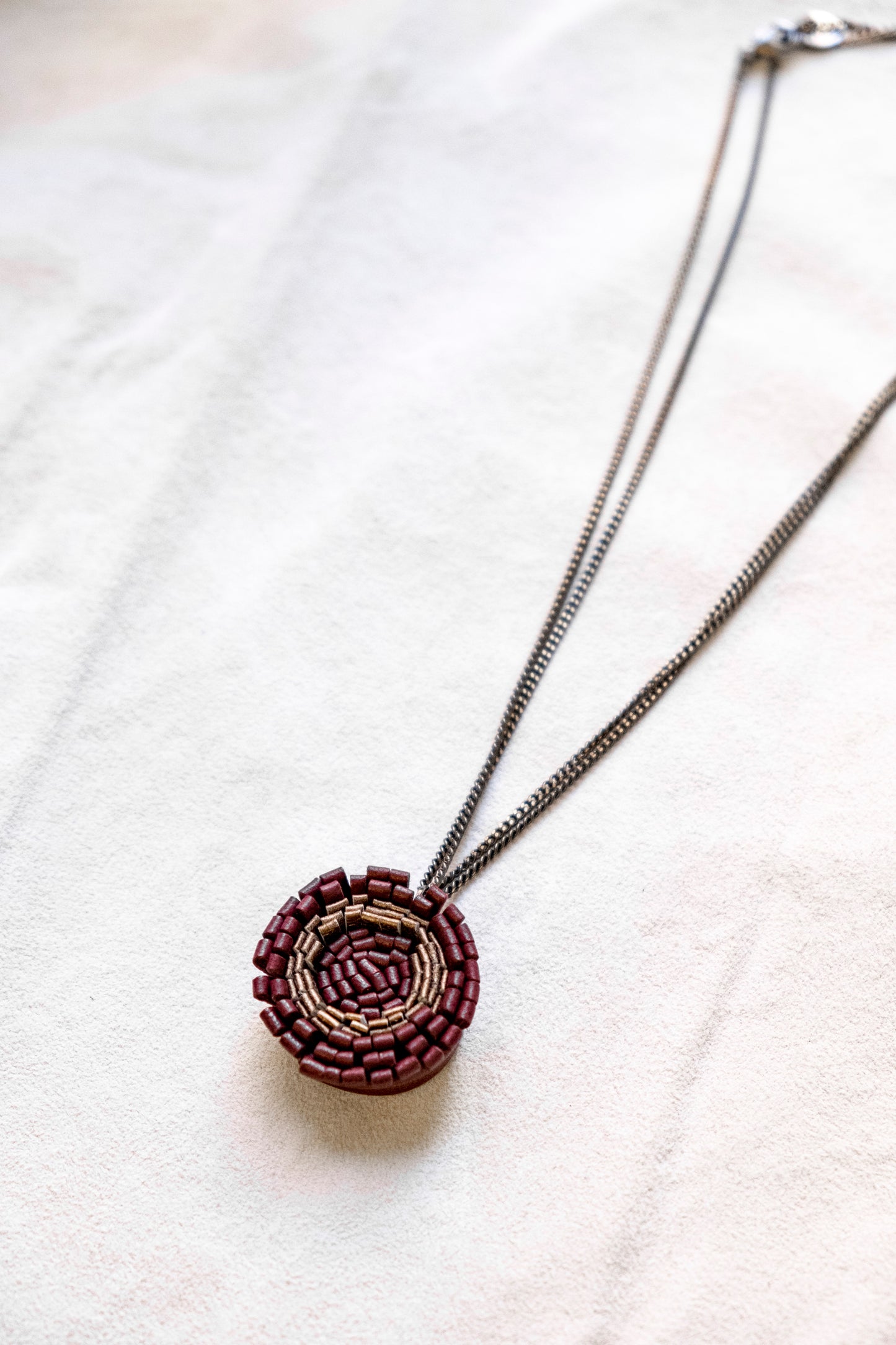 Upcycled Fine Leather Necklace Anemone