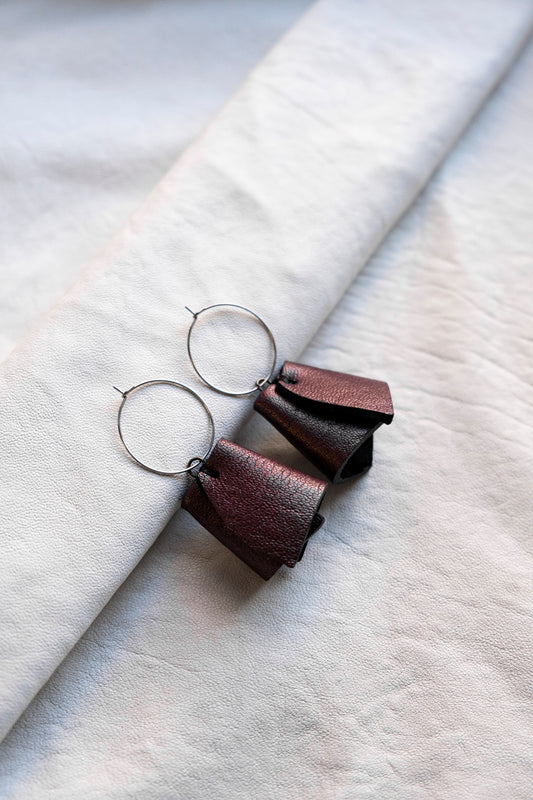 Upcycled Fine Leather Earrings Bell